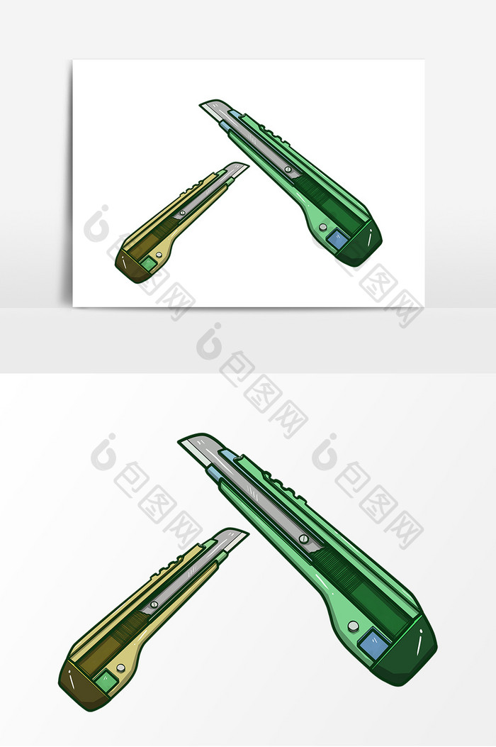 手绘美工刀卡通元素形象