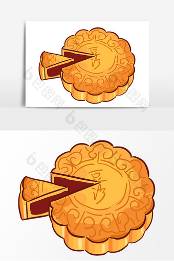 手绘月饼卡通元素图片