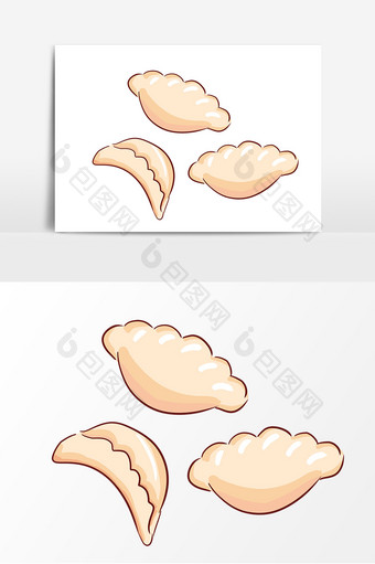 手绘饺子形象元素图片