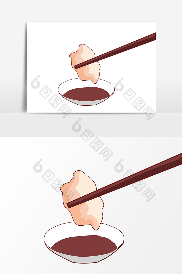 吃饺子手绘卡通形象元素图案