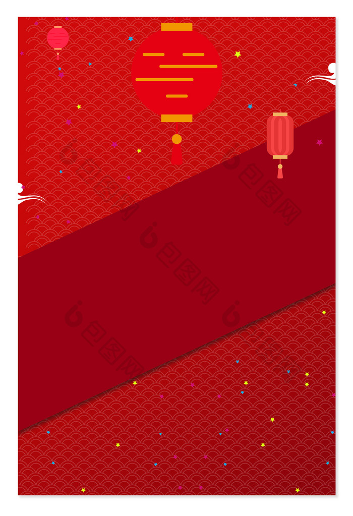 红色中国风灯笼星光喜庆庆祝背景