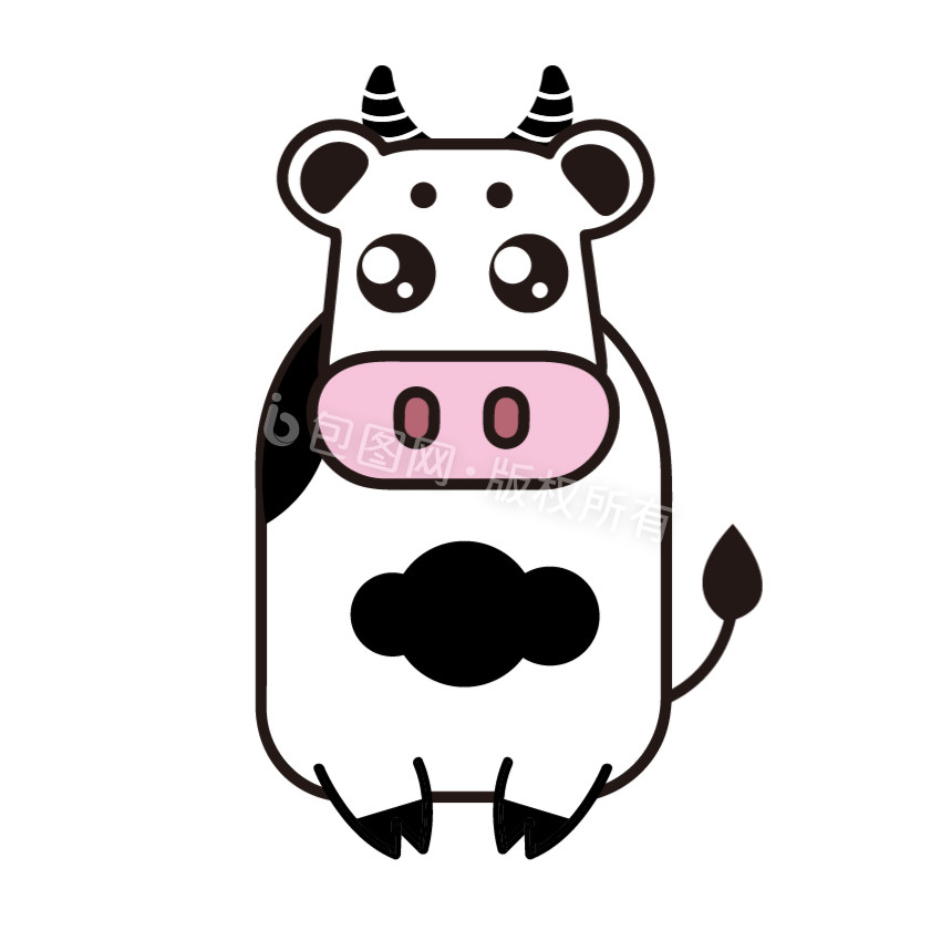 可爱卡通黑白奶牛动物动态表情包gif图片