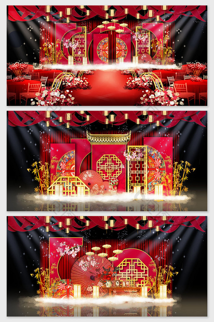 大红色中式婚礼效果图图片图片