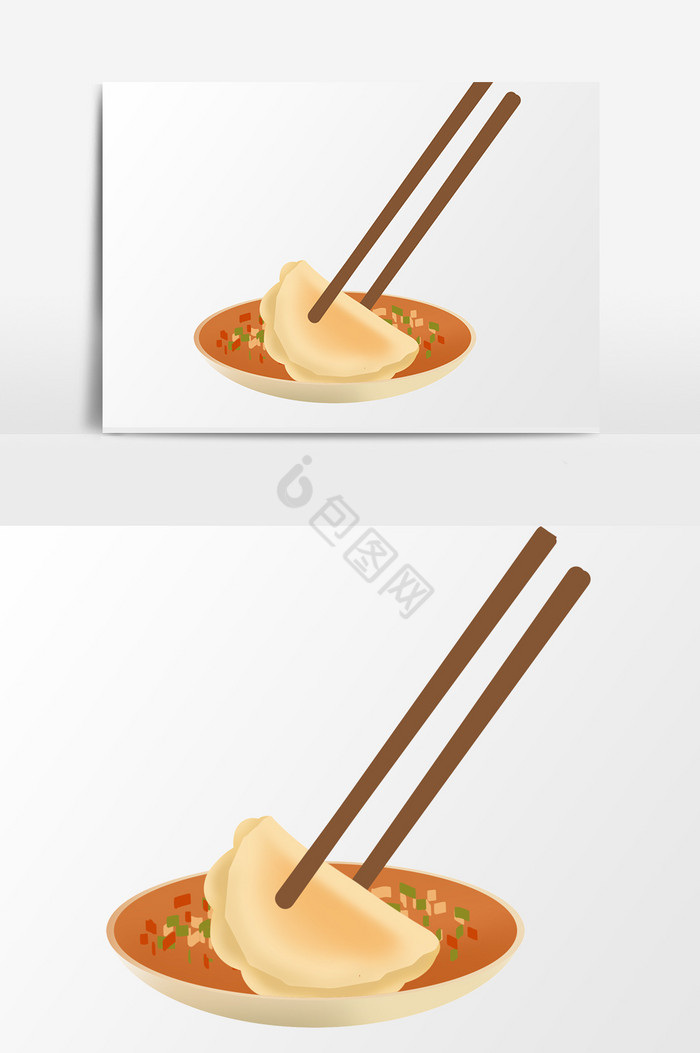 吃饺子蘸蘸料免扣图片
