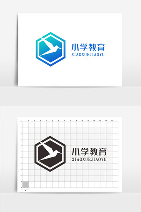 蓝色小学教育logo设计vi模板