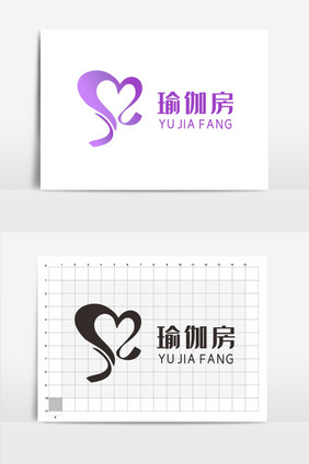 紫色瑜伽房logo设计vi模板