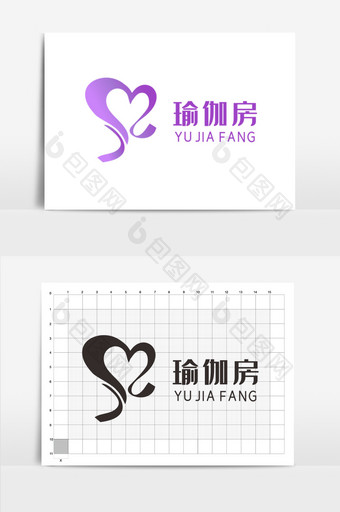 紫色瑜伽房logo设计vi模板图片