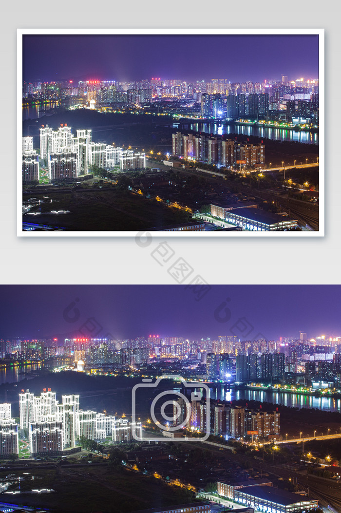 蓝色大气城市建筑夜景照片图片图片