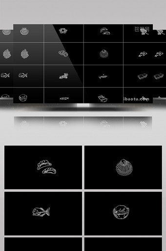 30组带通道食物手绘元素视频素材图片