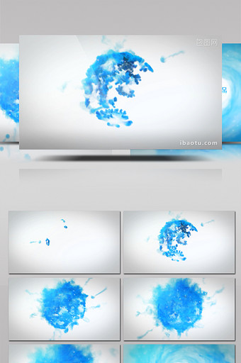 唯美蓝色烟雾旋涡动画logo片头AE模板图片