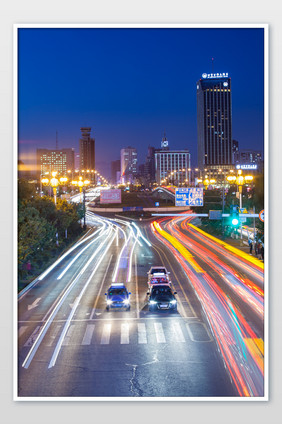 蓝色大气城市建筑风光夜景照片