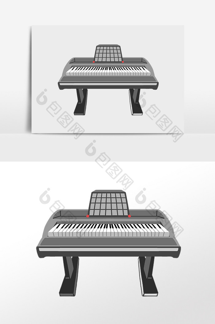 手绘现代高档钢琴电子钢琴插画