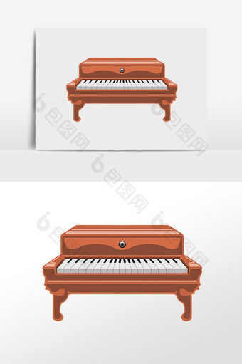 手绘现代乐器钢琴电子钢琴插画图片