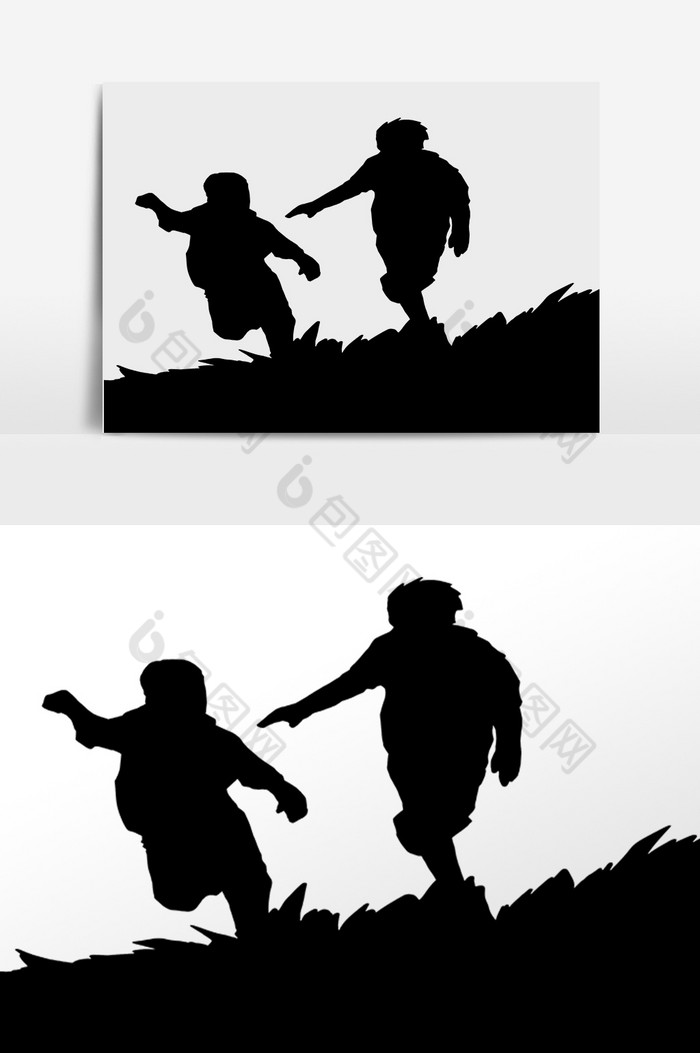 奔跑玩耍人物剪影插画图片图片