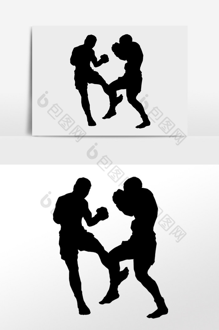 拳击搏斗人物剪影插画图片图片
