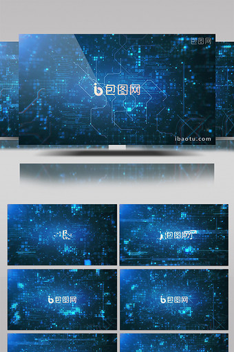 数字化科技背景商务片头标志展示AE模板图片