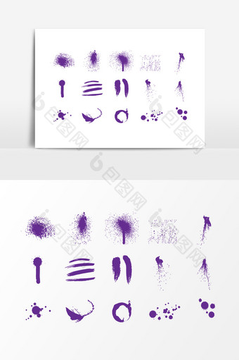 紫色墨迹笔触效果素材图片