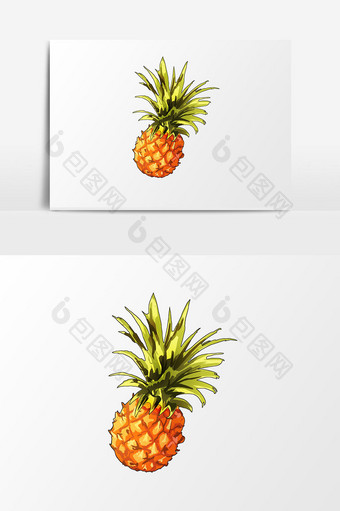 手绘卡通小清新菠萝水果元素免抠图片