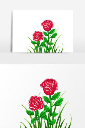 植物玫瑰手绘卡通形象元素