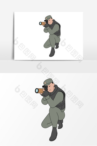 军人卡通形象元素图片