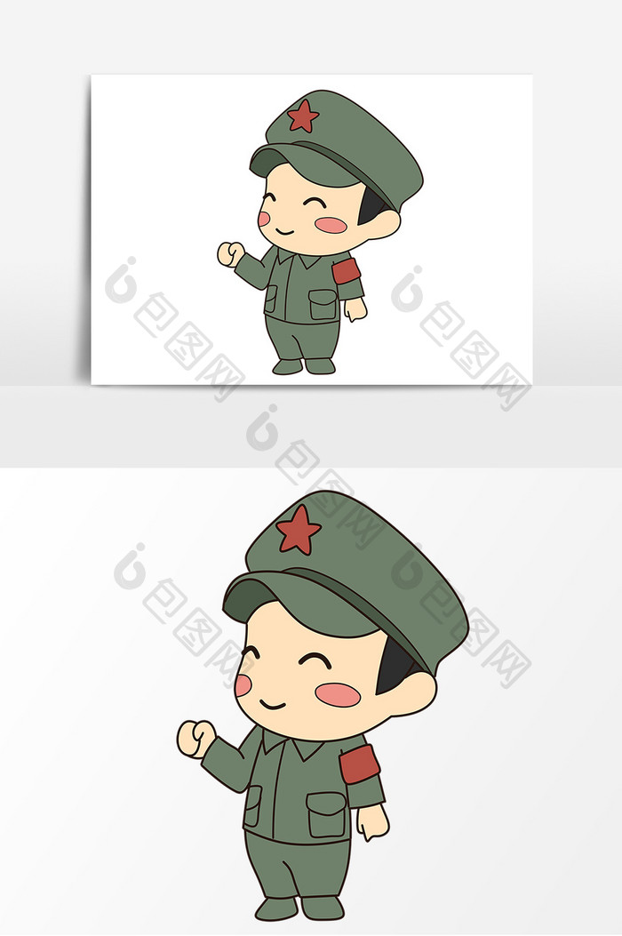 红军卡通形象元素图案