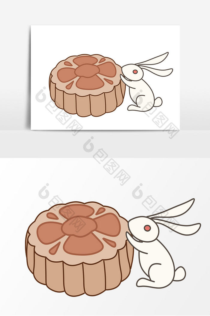 玉兔吃月饼形象元素