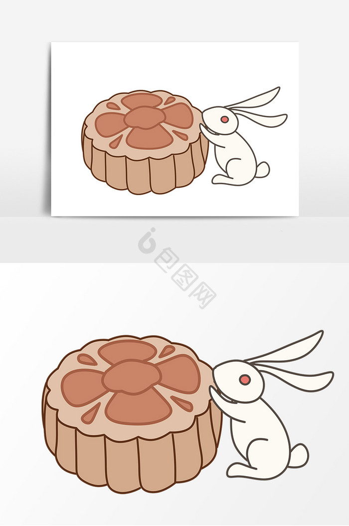 玉兔吃月饼形象图片