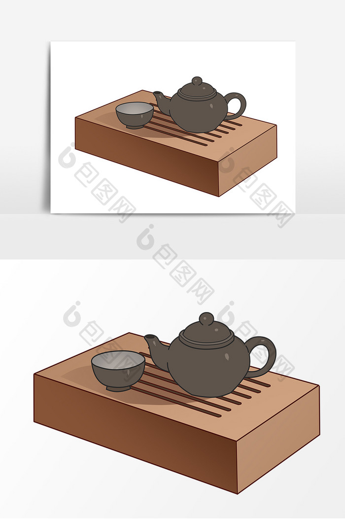 中国茶手绘卡通形象元素