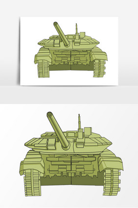 坦克手绘卡通元素