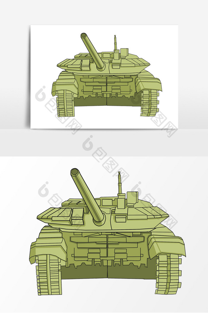 坦克手绘卡通元素