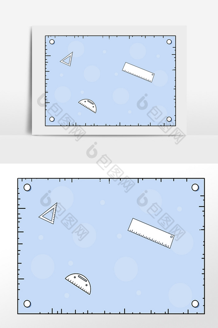 教师节学习文具尺子边框插画图片图片