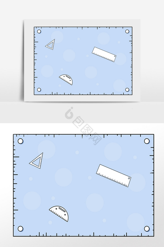 教师节学习文具尺子边框插画图片