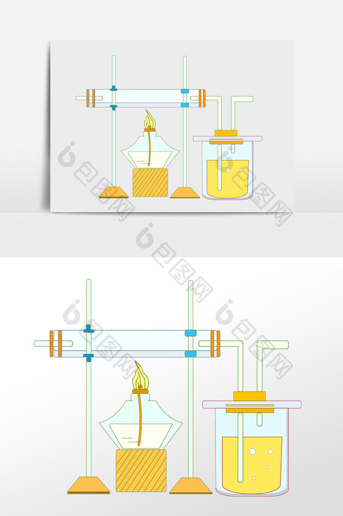 手绘实验化学容器烧杯插画