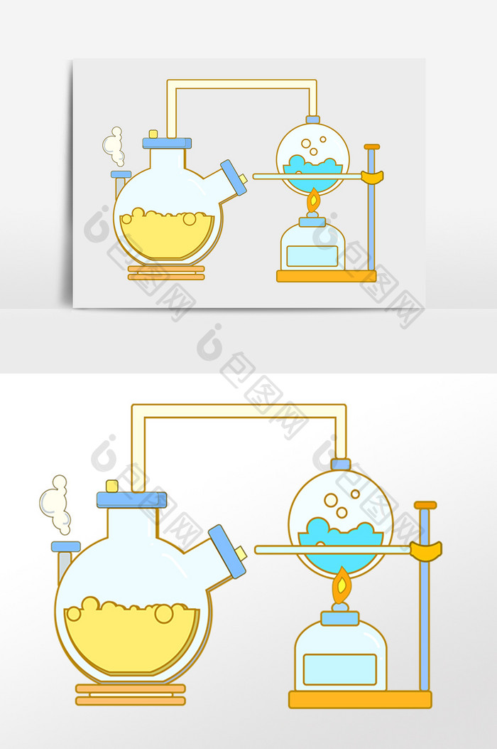 手绘实验室化学容器烧杯插画