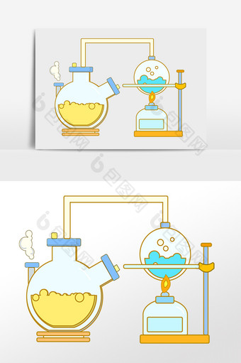 手绘实验室化学容器烧杯插画图片