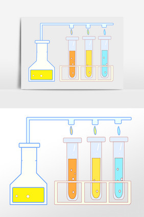 手绘实验室化学容器试管插画