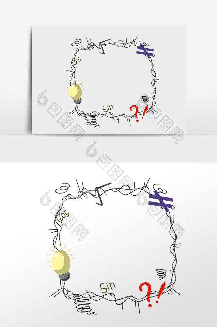 手绘创意灯泡对话框边框插画