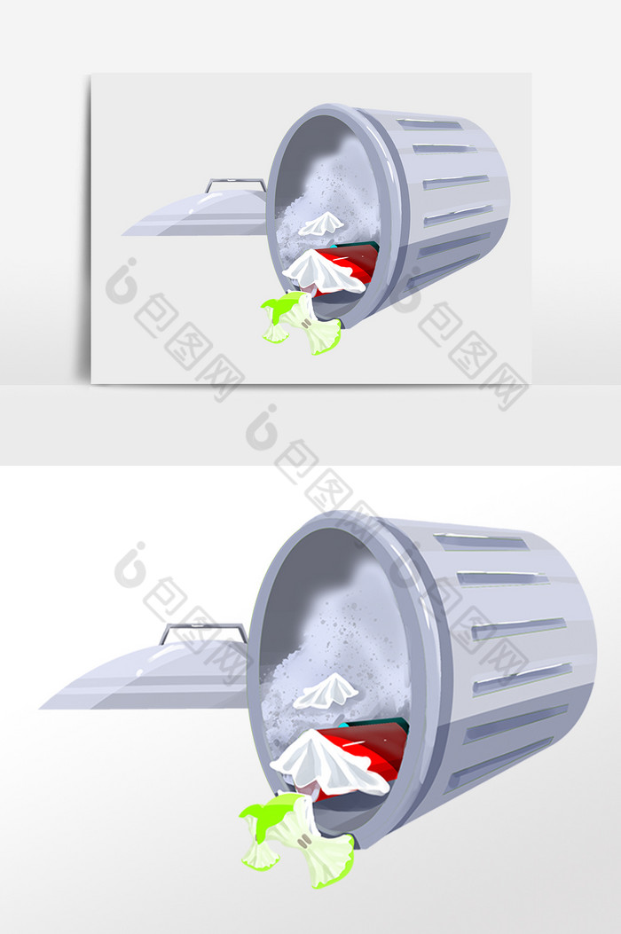 环境环境倒了垃圾桶插画图片图片