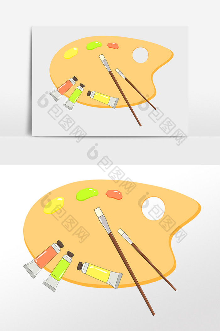手繪繪畫工具顏料畫筆調色板插畫