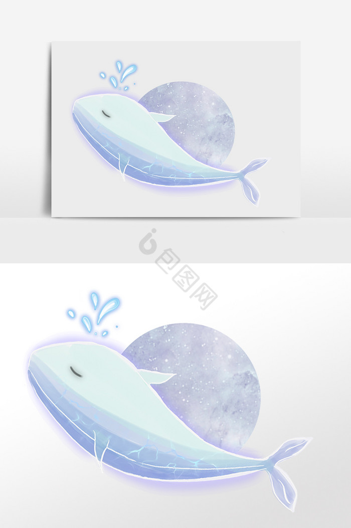 梦幻水生物动物鲸鱼插画图片