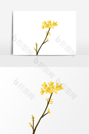 手绘中秋节黄色桂花元素图片