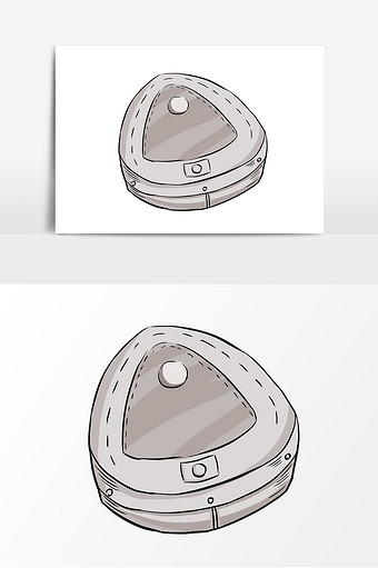 手绘灰色扫地机器人元素