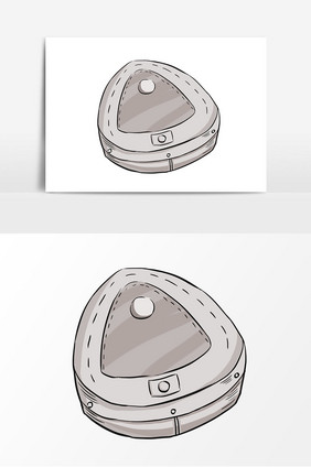 手绘灰色扫地机器人元素