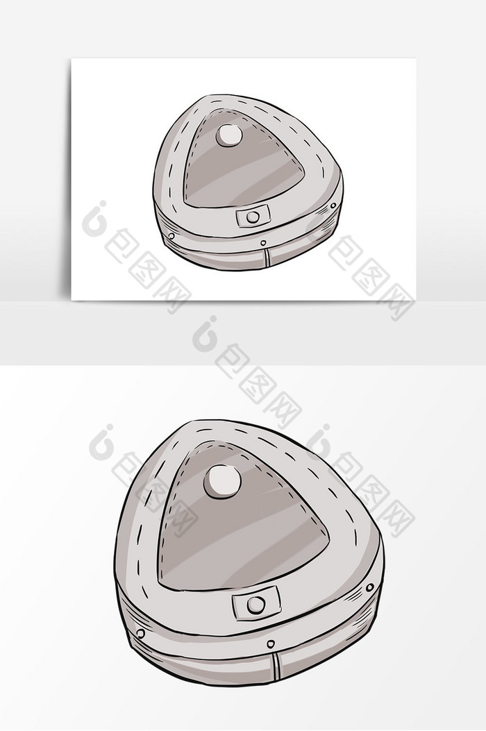 手绘灰色扫地机器人元素