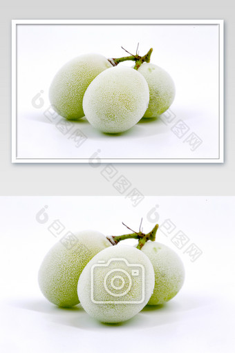 冻葡萄绿色葡萄绿提子水果横版白色背景图片
