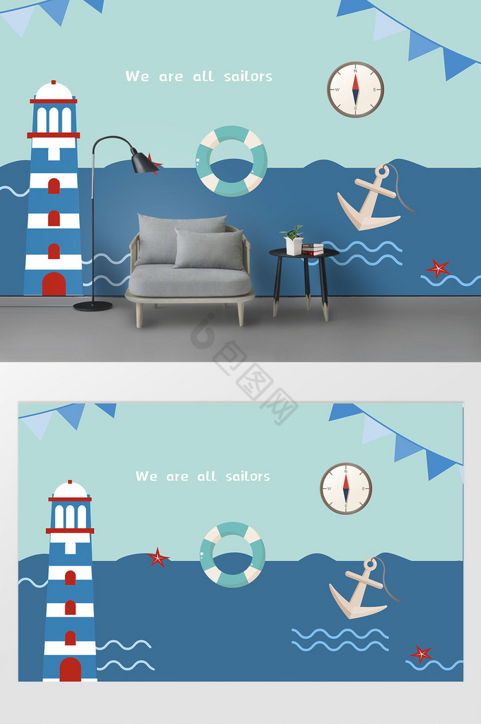卡通海洋系列创意墙贴儿童房墙贴装饰图片