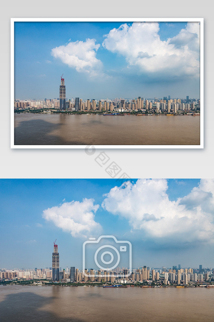 蓝天白云城市建筑摄影图片