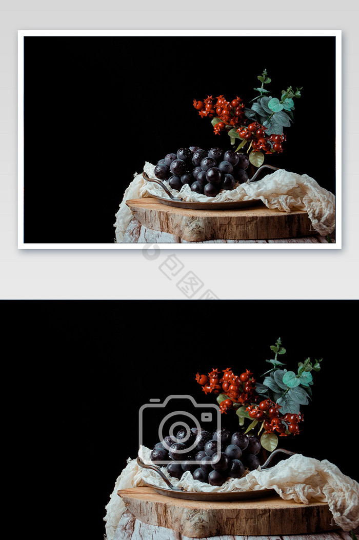 暗调油画风格葡萄美食摄影图片图片