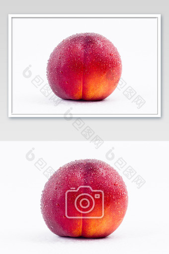 新鲜油桃水珠诱人的水果白色背景图片