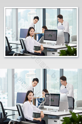 商务办公室团队办公白领四人合作图图片